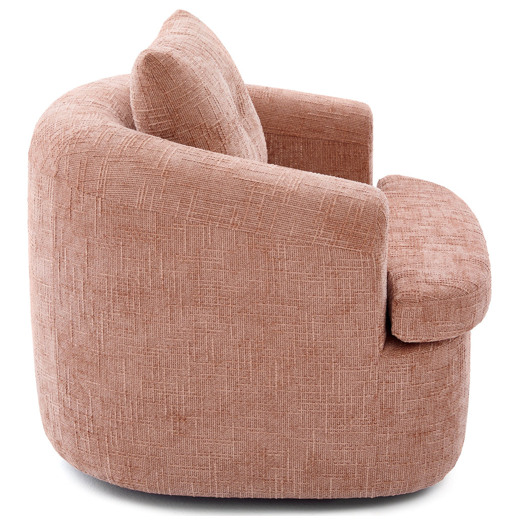 Chenille Swivel Barrel Chair — 360° Dual-Layer Cushion