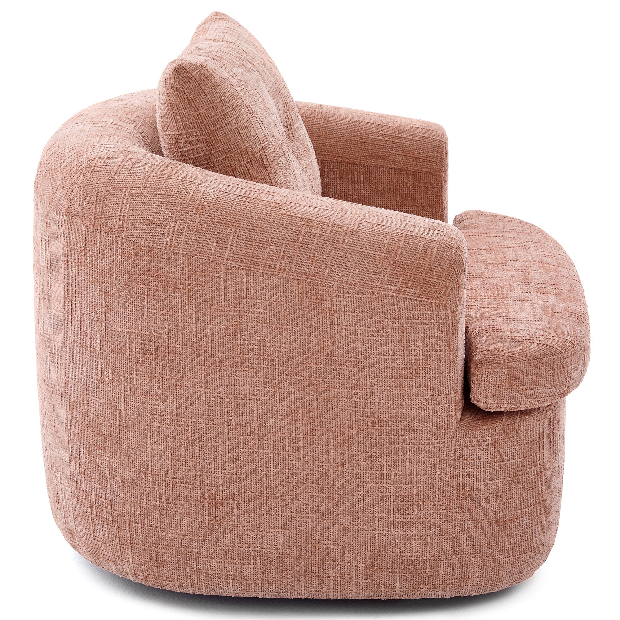 Chenille Swivel Barrel Chair — 360° Dual-Layer Cushion