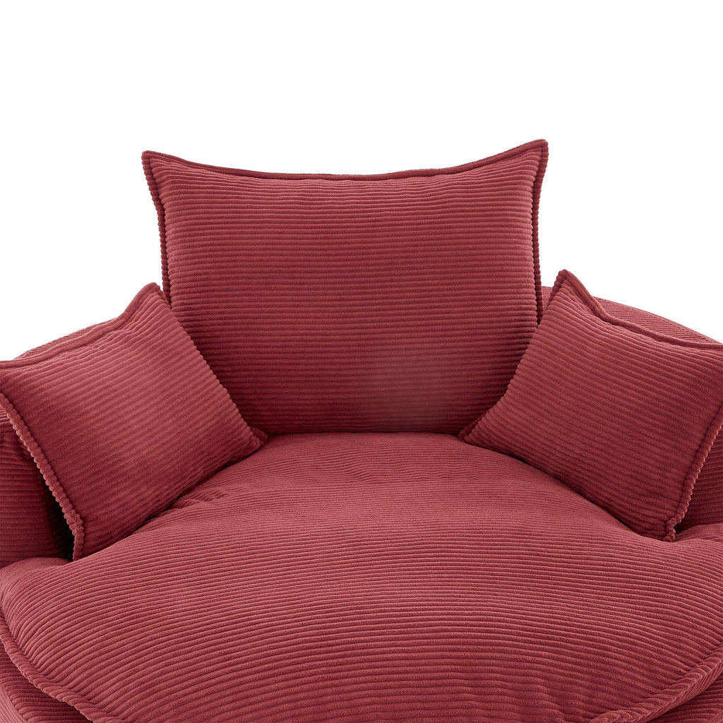 Corduroy Swivel Barrel Chair — 360° with Removable Pillows