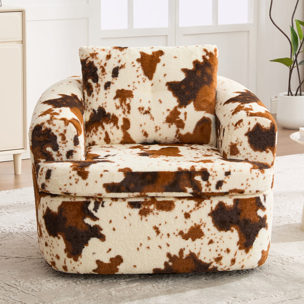 Swivel barrel chair tufted back pillow detail
