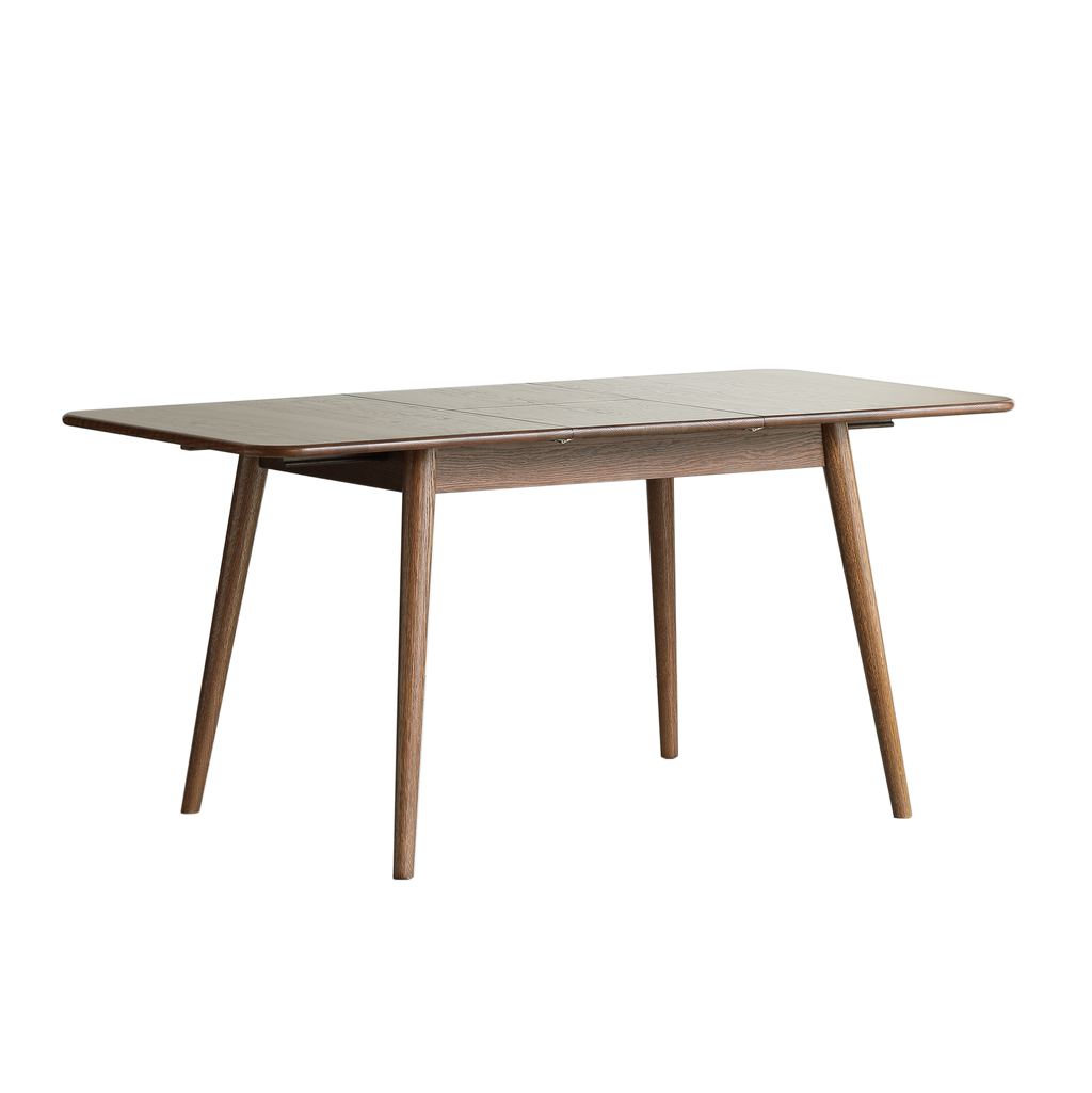 Walnut extendable solid oak dining table — front view