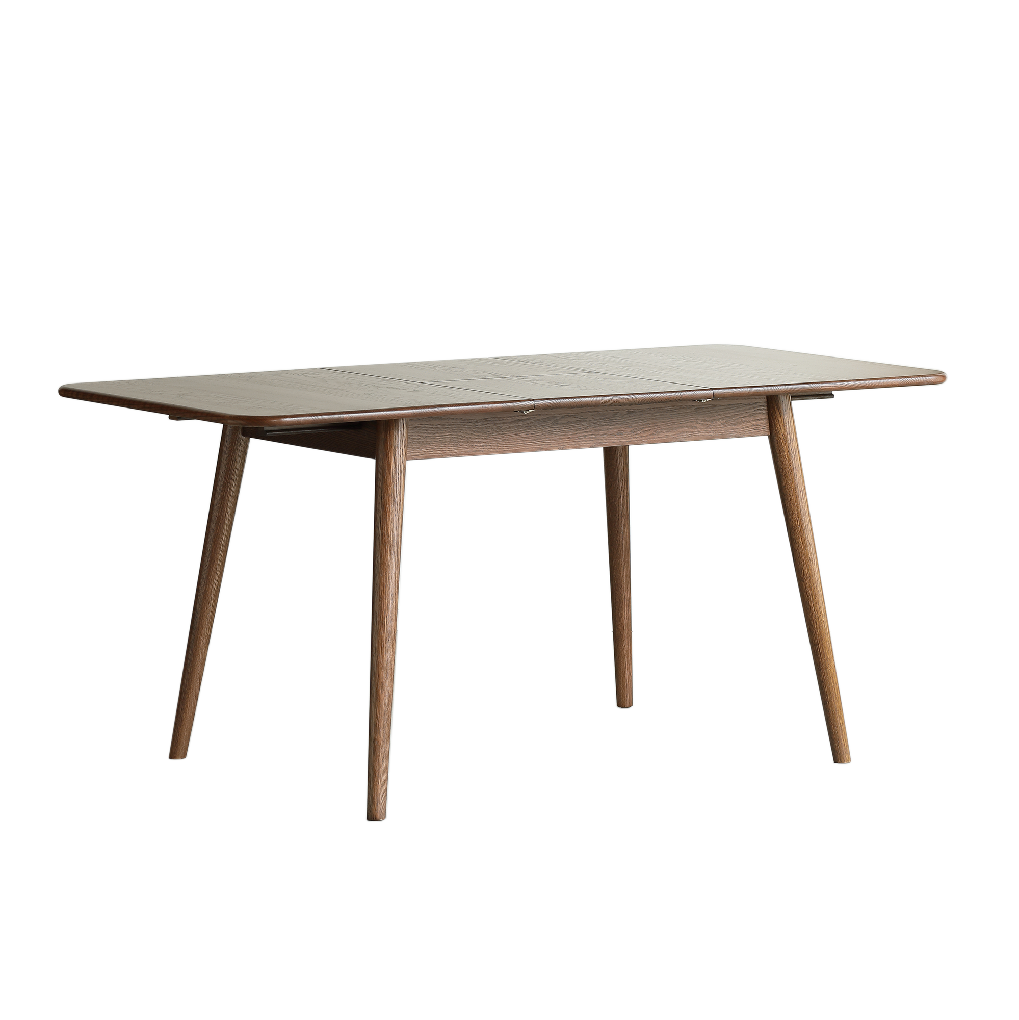 Walnut extendable solid oak dining table — front view