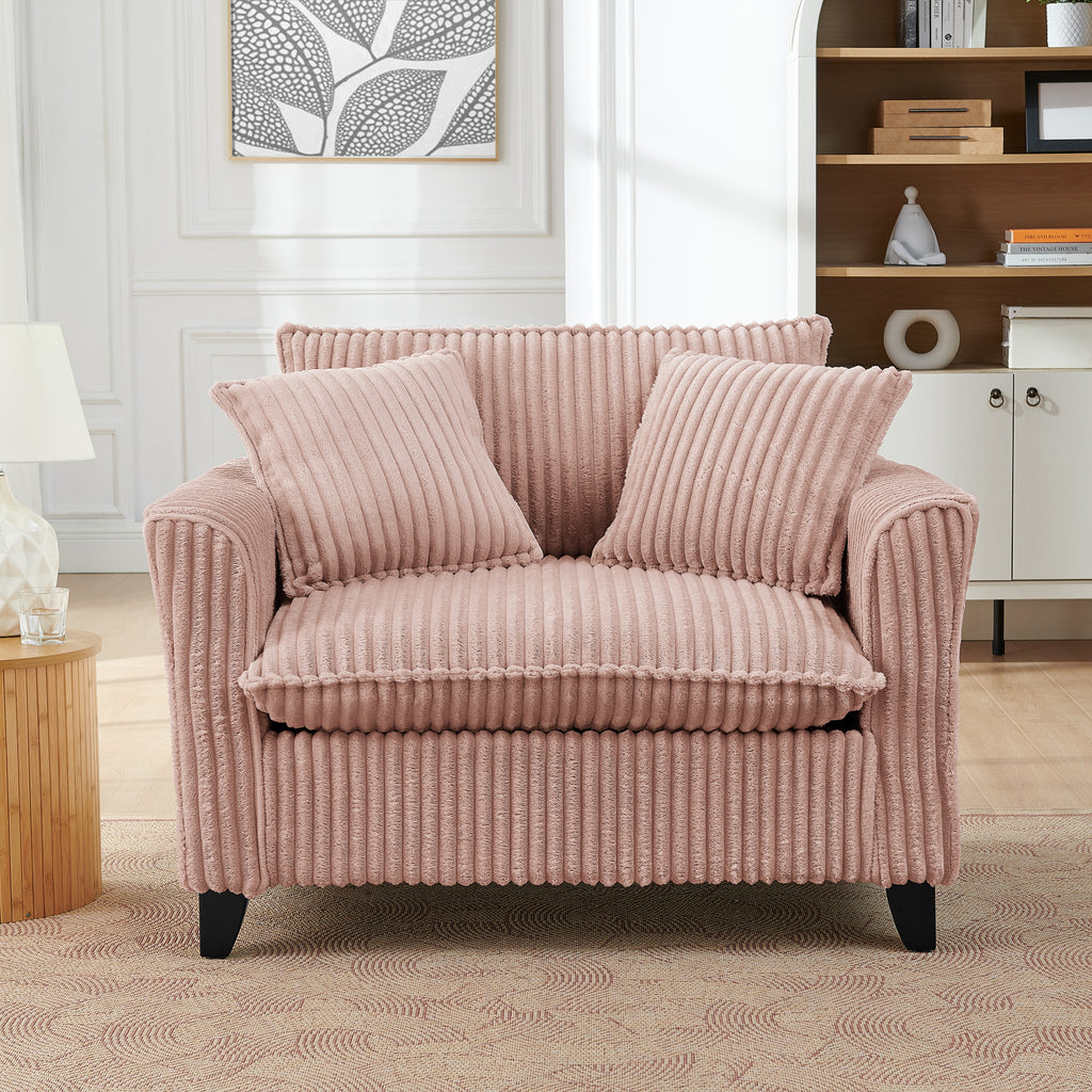 Tufted corduroy accent chair — angle view