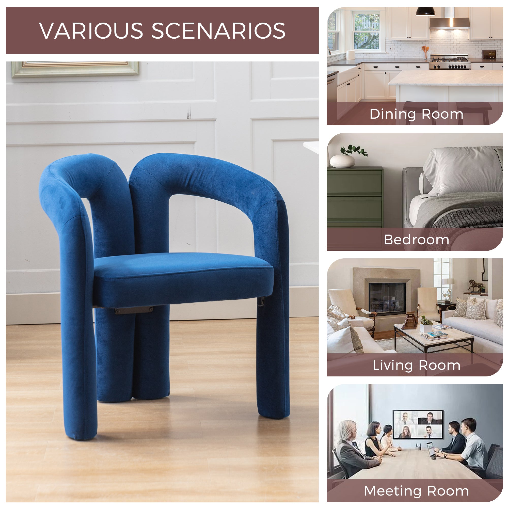 Velvet Barrel Accent Chair Set of 2 — Wood Legs