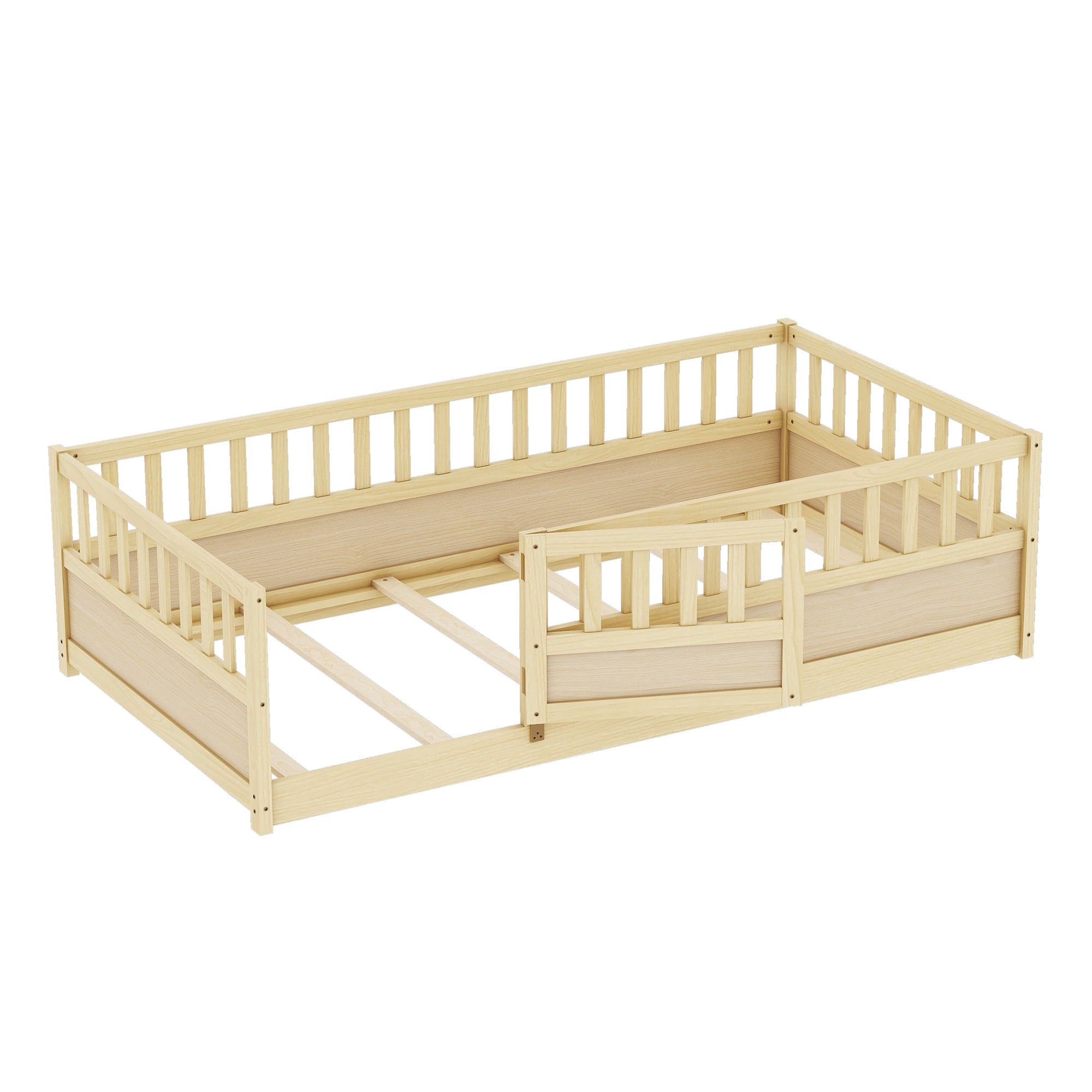 Children's floor bed in styled room
