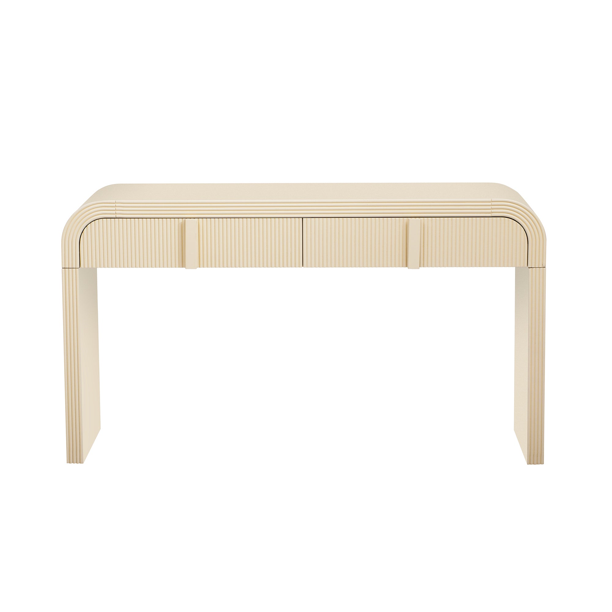 Console table drawer open interior storage view
