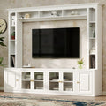 White 92 inch entertainment center wall unit — front view