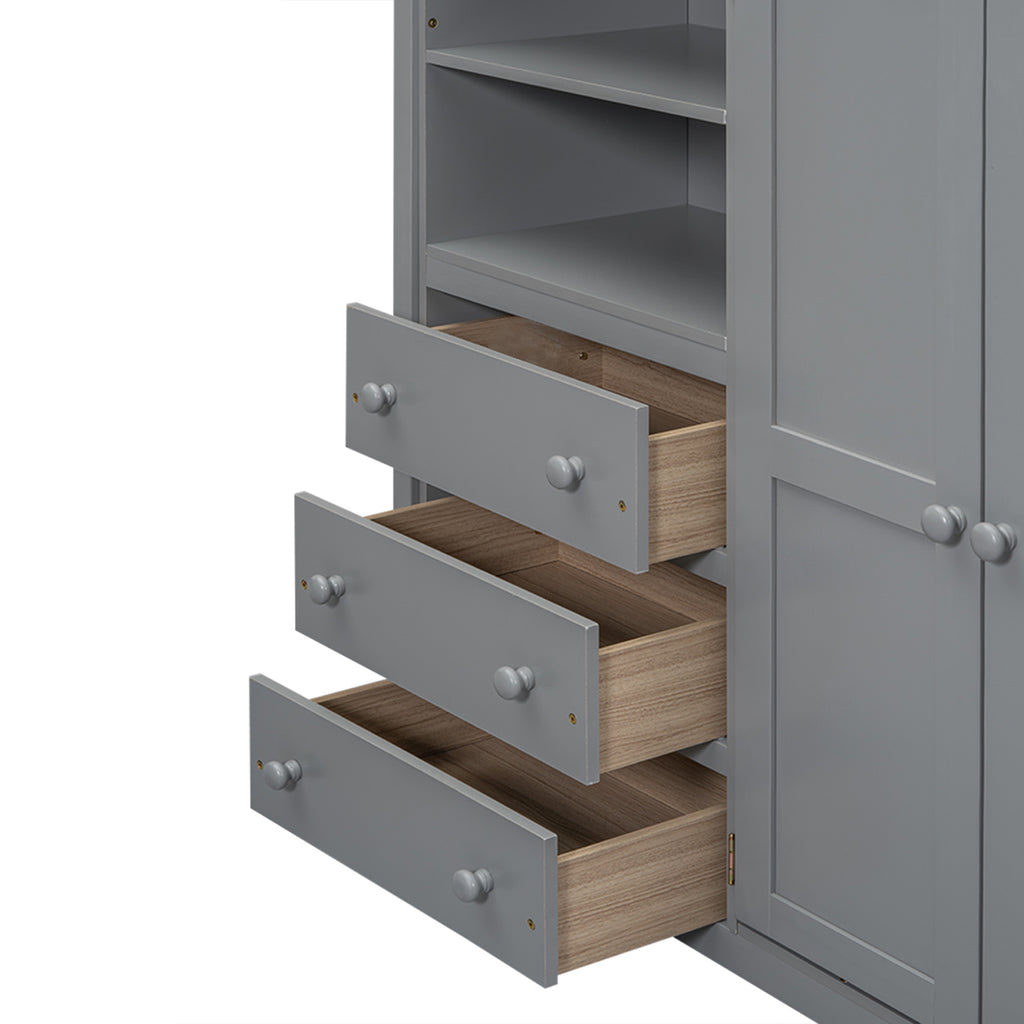 Loft bed wardrobe and drawer storage close-up