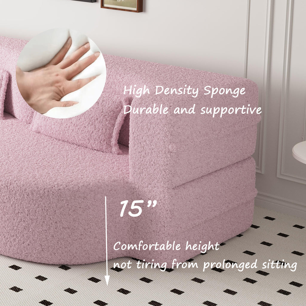 Two-seat pink floor couch side profile