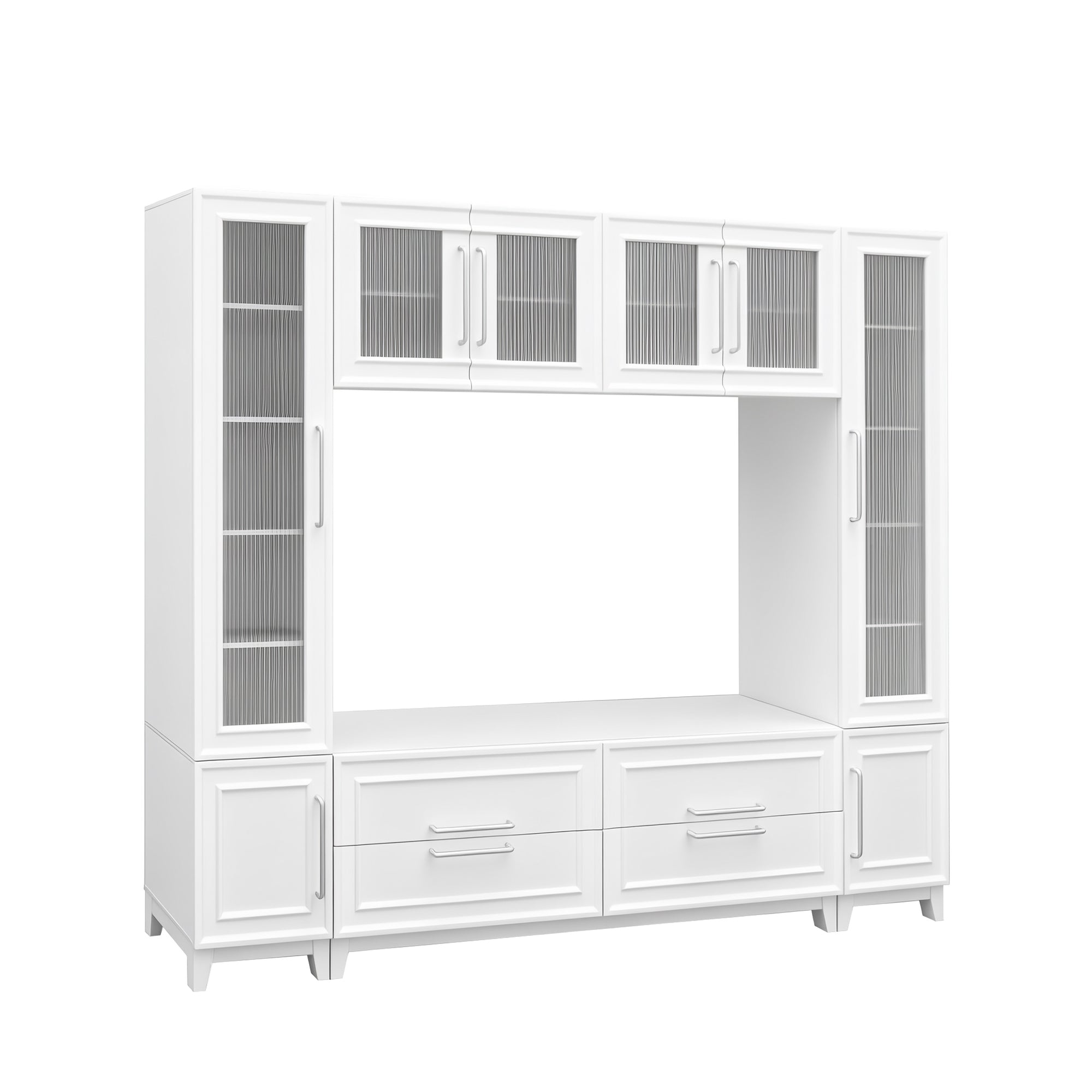 Modern entertainment center anti-tipping wall unit design