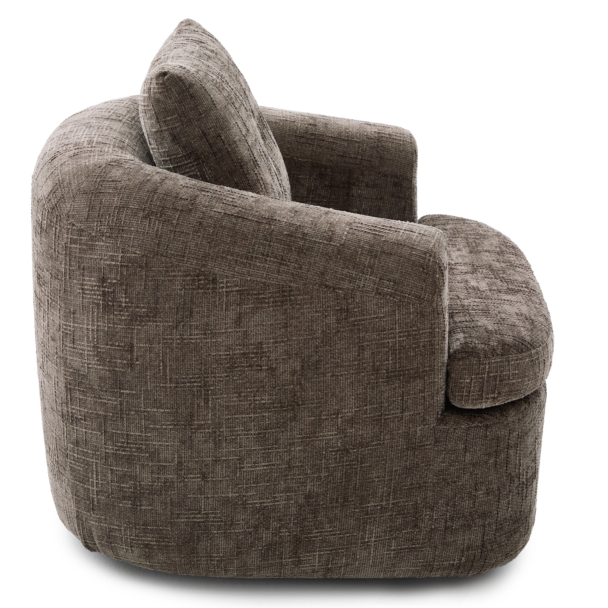 Brown chenille chair in living room setting