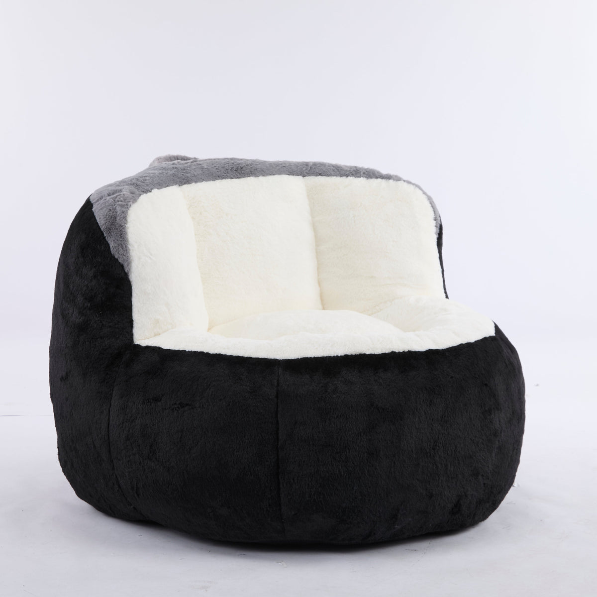 Oversized Bean Bag Chairs,Multicolor Faux Fur Couch Filled with Shredded Sponge,Large Lounger Sofa For Living Room,No Assembly Required , Pink+White+Purple
