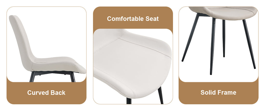 Table and chair set.42 inch modern minimalist brown wood grain round dining table set.Paired with 6 Black Artificial PU Chairs With Curved Widened Cushion Design. Suitable for dining rooms,office,etc.