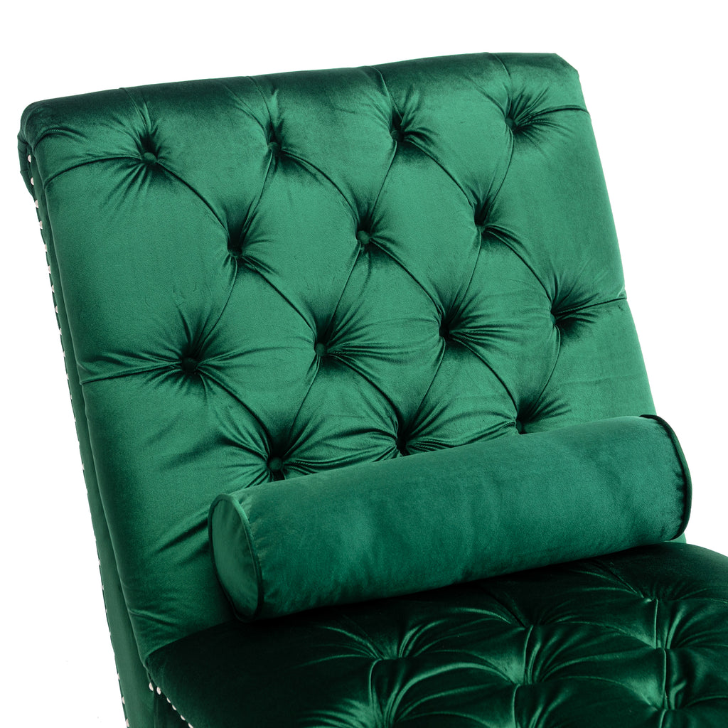 Velvet chaise lounge with acrylic feet