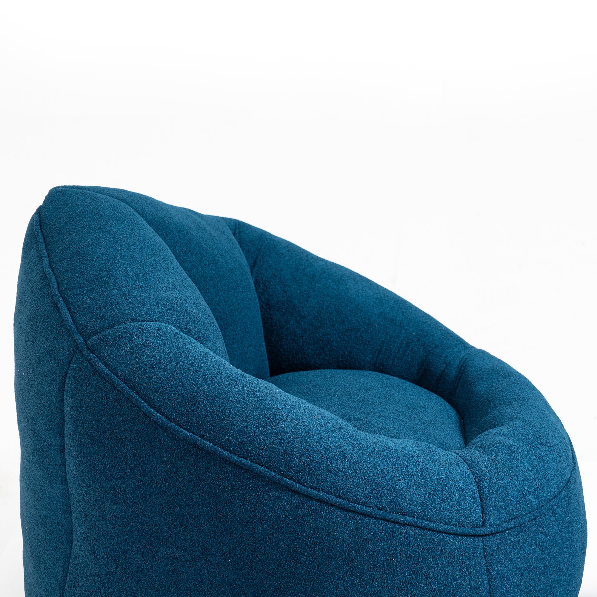 Blue bean bag lounge chair — close-up