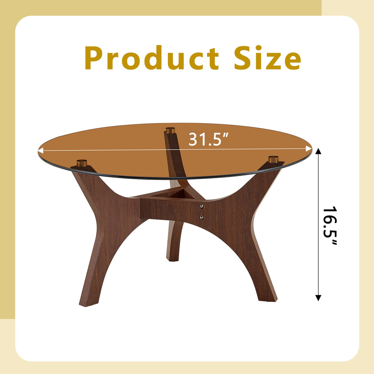 31.5' Glass Coffee Table, Mid-Century Modern Style, Ideal as a Centerpiece for Living Rooms, Bedrooms, Reception Areas, and Offices (Black Wood Grain)