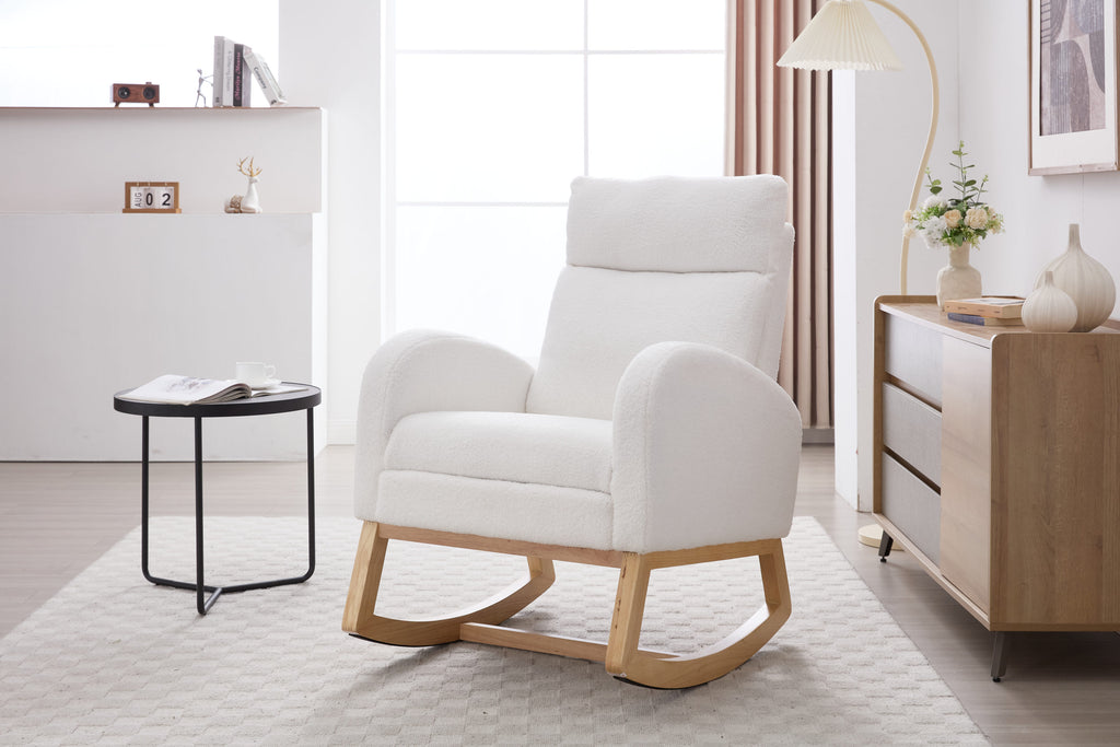 Solid wood base nursery rocking chair — underside detail
