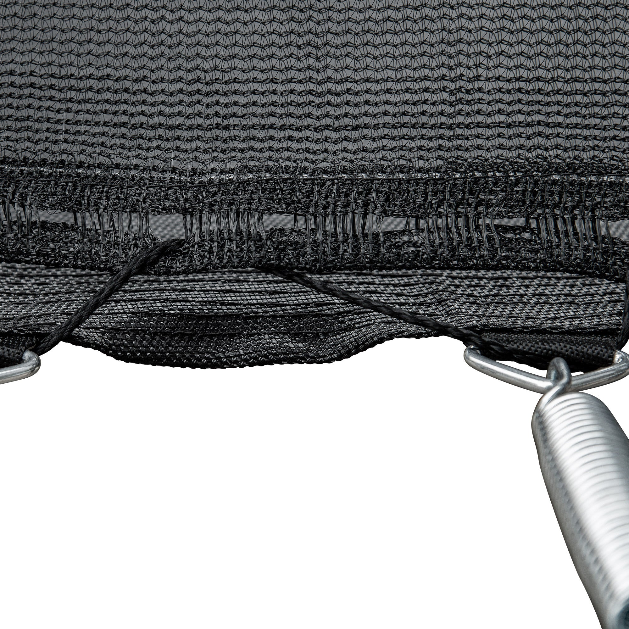 Outdoor trampoline with basketball backboard side view