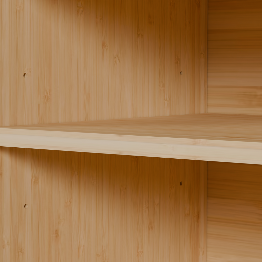 Bamboo TV stand storage cabinet side profile