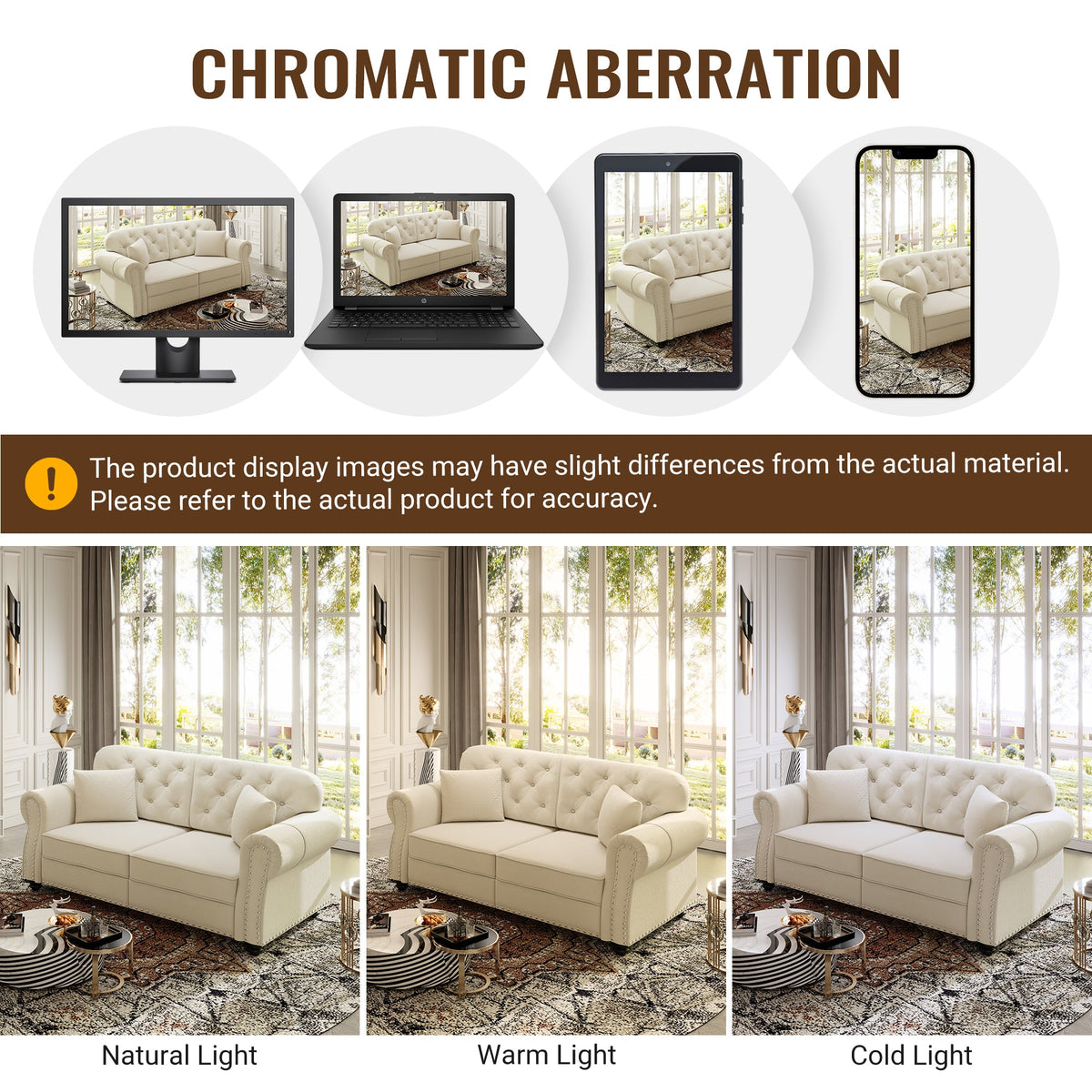 41.3'Upholstered Velvet Sofa with Nailhead Trim and Rolled Armrests,Mid-Century Modern Chesterfield Sofa with Button Tufted,Includes 1 Pillows,Brown