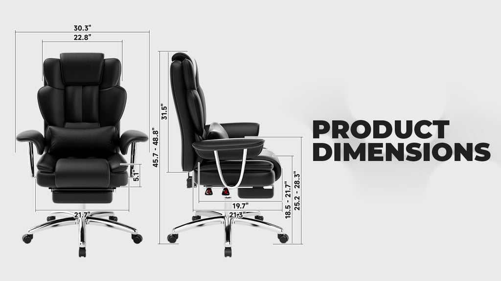 Executive office chair reclining with footrest extended