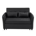 Orisfur Convertible Sleeper Sofa Bed with 3 USB Ports, Black PU Leather, 51.57' Loveseat for Small Spaces