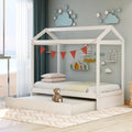 White twin house bed with trundle — front view
