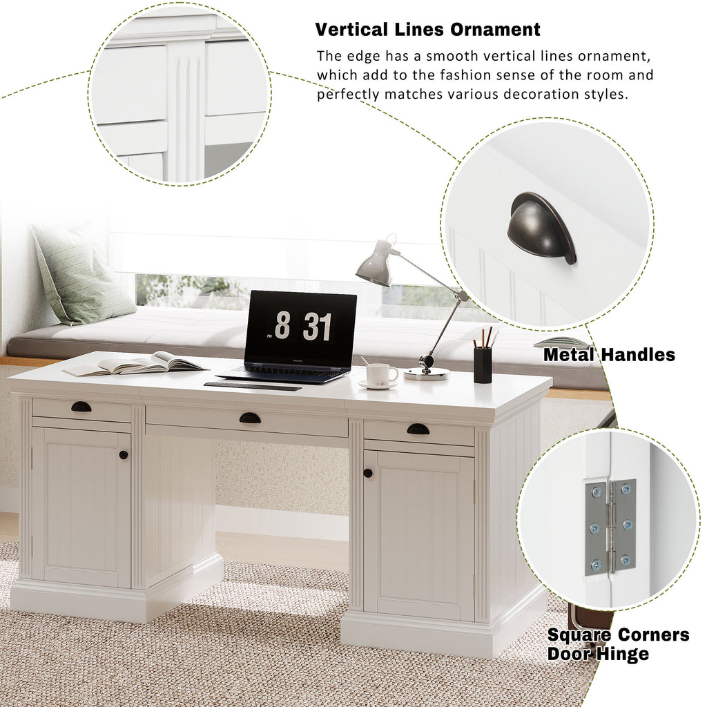 Hidden storage compartment under executive desk tabletop