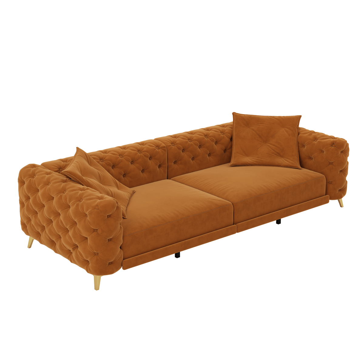 97.7' 3-in-1 Convertible Sleeper Sofa, 28.4' Deep Seat Pull Out Sofa Bed,Button Tufted Modern Sofa, 4-Seater Couch with Movable Ottoman for Apartment, Office, Bedroom,Beige/White