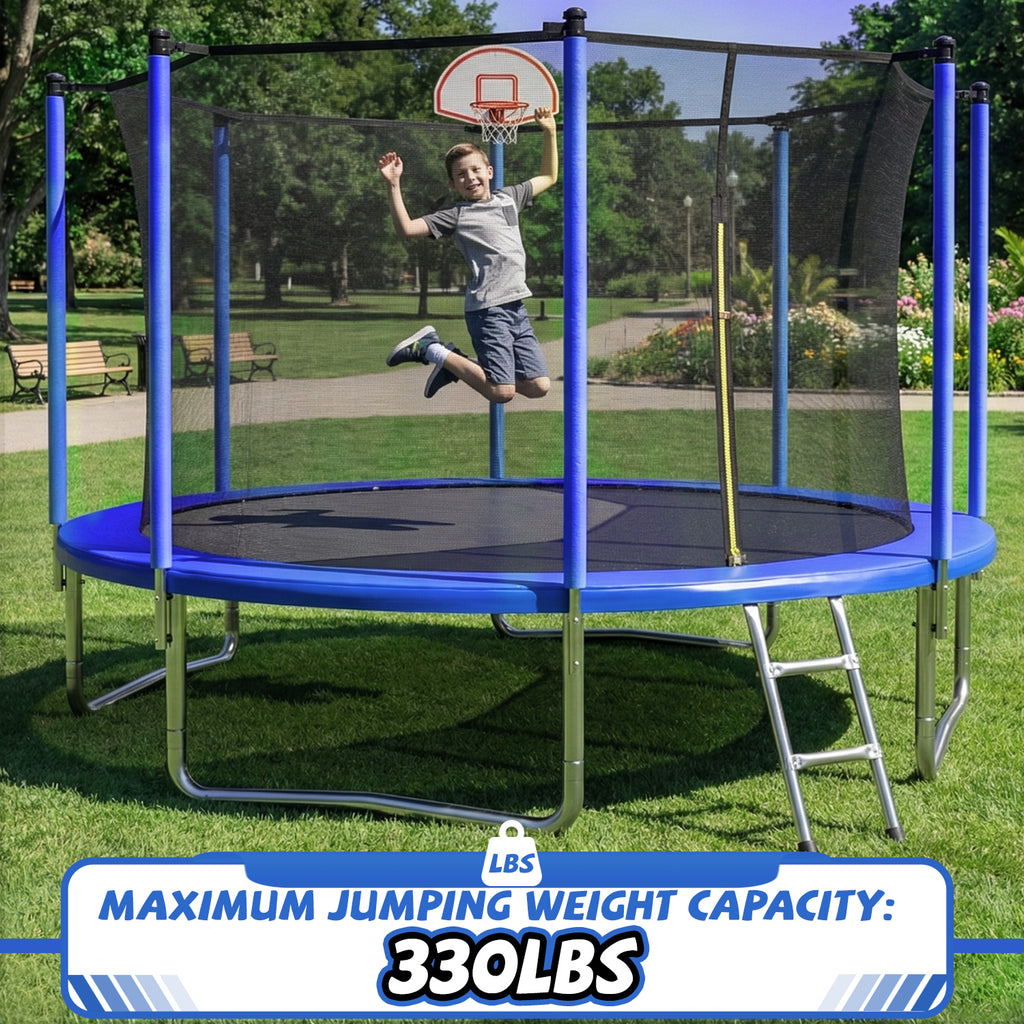 Outdoor backyard trampoline 360 degree safety net close-up
