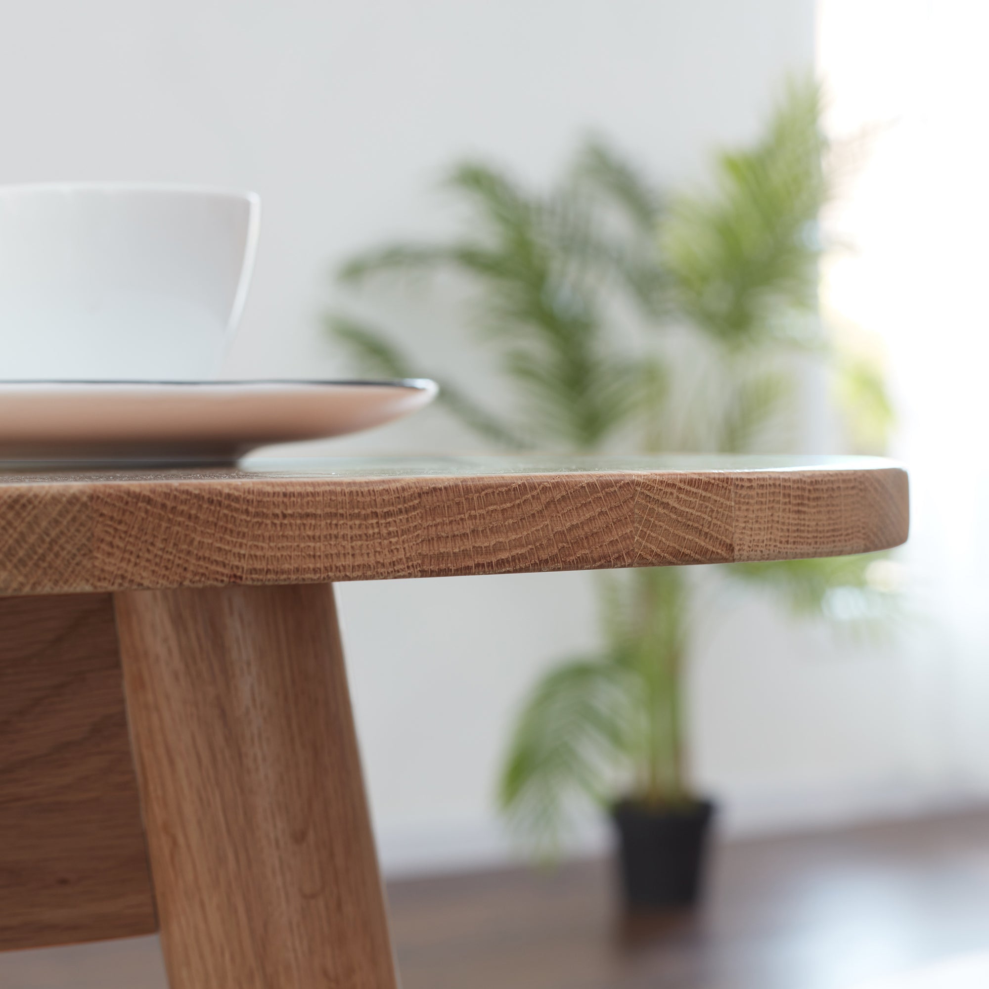 Extendable Solid Oak Dining Table — Round Corners & Diagonal Legs