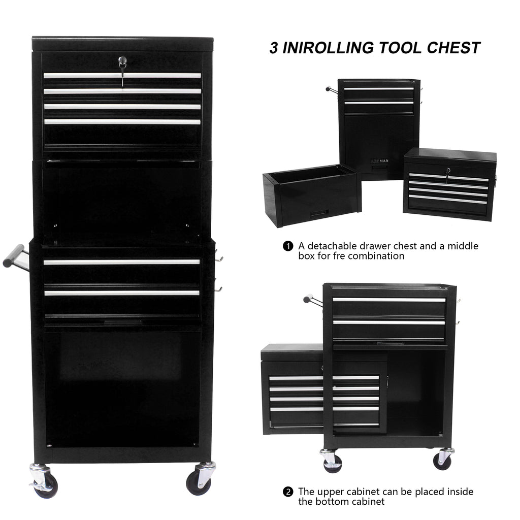 Side pull handle detail on rolling tool cabinet