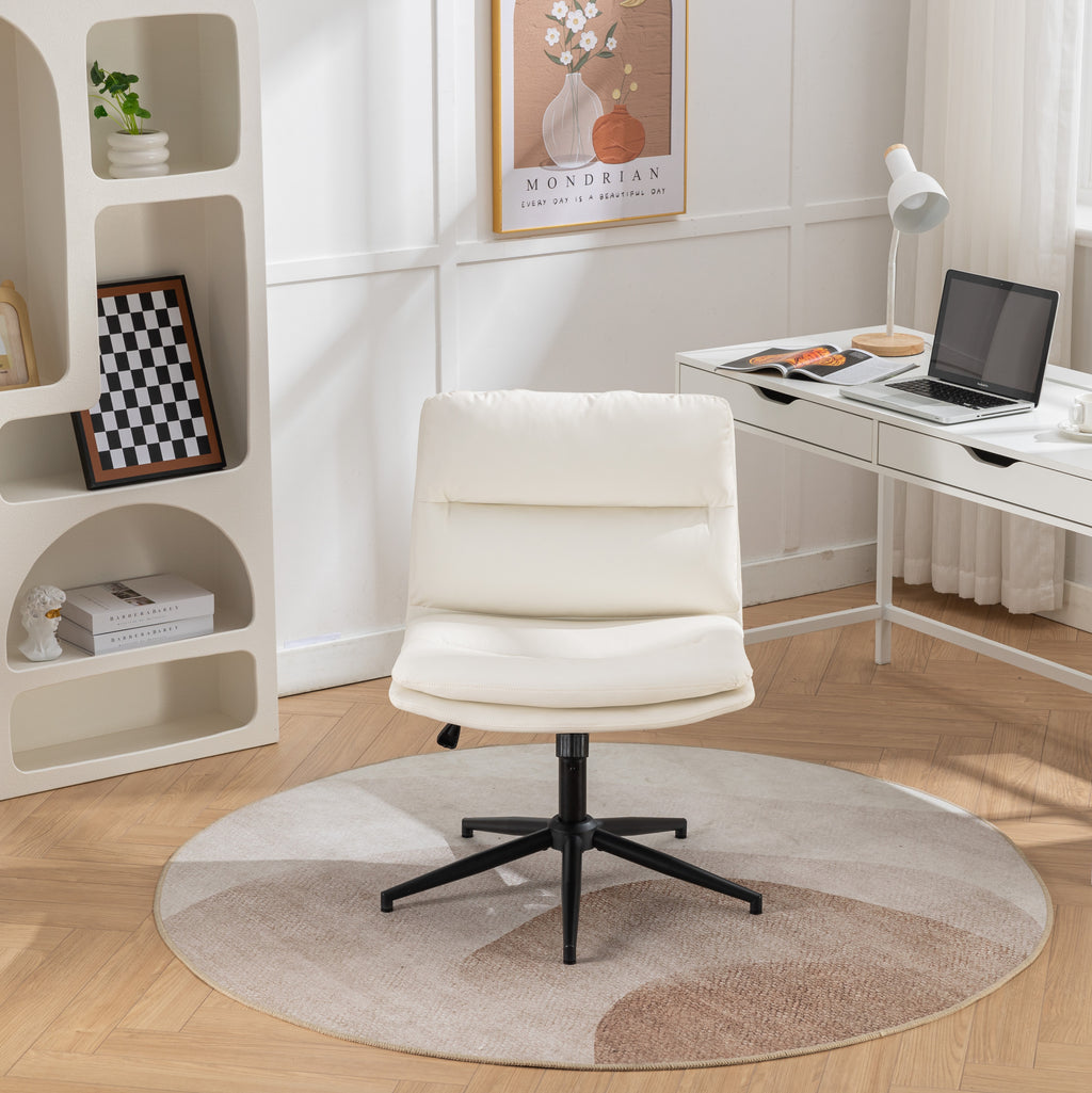 White vanity chair in bedroom setting