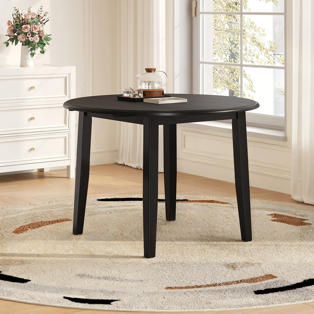 Extendable Round Dining Table for 2–4 People, Folding Wood Dining Table with Adjustable Size, Space-Saving Design for Small Apartments and Dining Areas - LIGHT BROWN