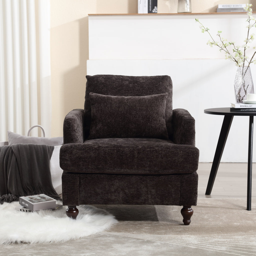 Mid-century modern armchair chenille upholstery detail