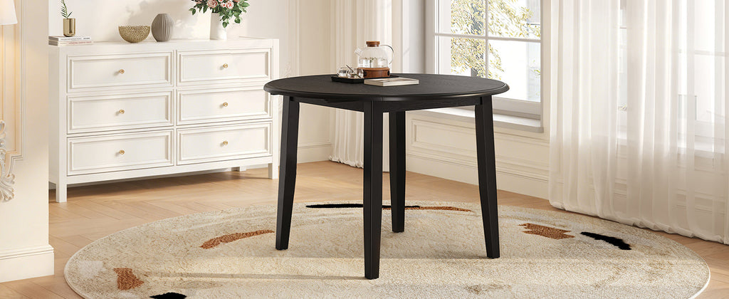 Extendable Round Dining Table for 2–4 People, Folding Wood Dining Table with Adjustable Size, Space-Saving Design for Small Apartments and Dining Areas - LIGHT BROWN