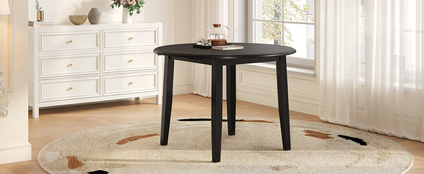 Extendable Round Dining Table for 2–4 People, Folding Wood Dining Table with Adjustable Size, Space-Saving Design for Small Apartments and Dining Areas - LIGHT BROWN