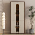 Display Cabinet with Doors,Bookcase with LED Lights,  Display Case for Collectibles Bedroom Living Room Office