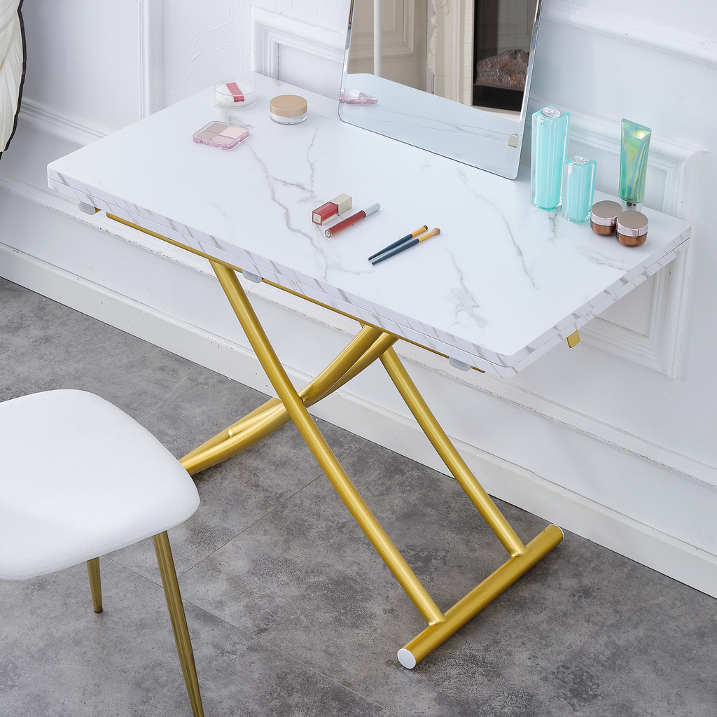 Multifunction lift table used as coffee table in living room