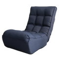 Navy linen Japanese floor reclining sofa chair — front view