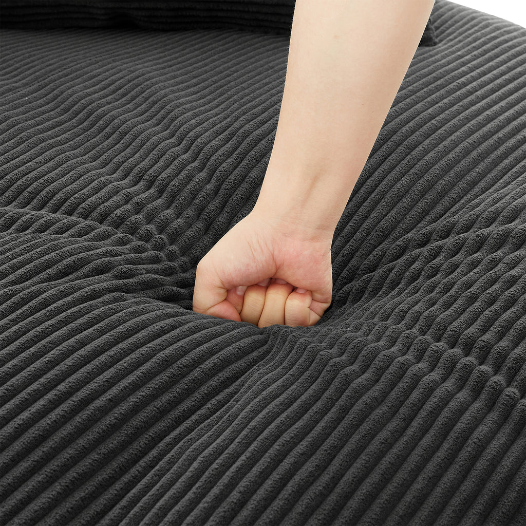 Black corduroy swivel chair top view