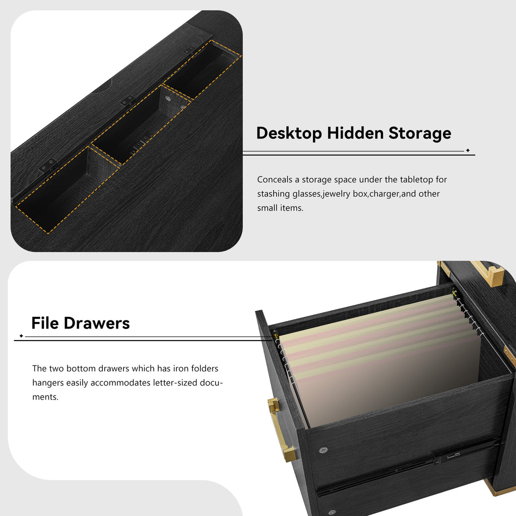 Seven-drawer executive desk storage layout
