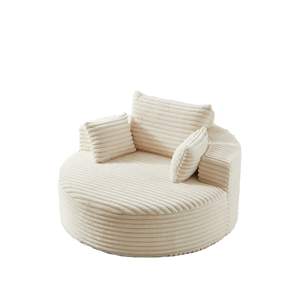 Single seat fluffy chair in bedroom or lounge setting
