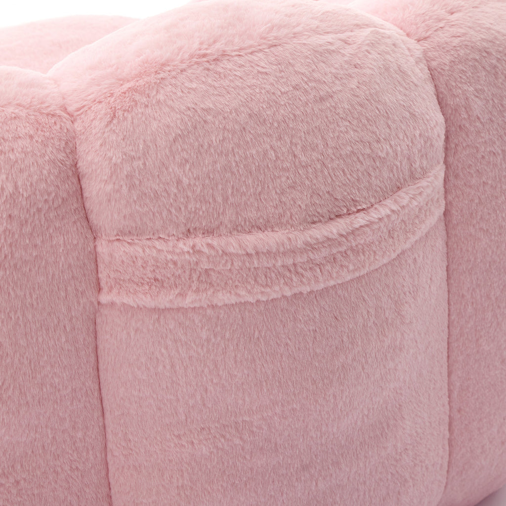 Faux Fur Lotus Compression Bean Bag Floor Chair — Pull Ring, 43.7" Wide