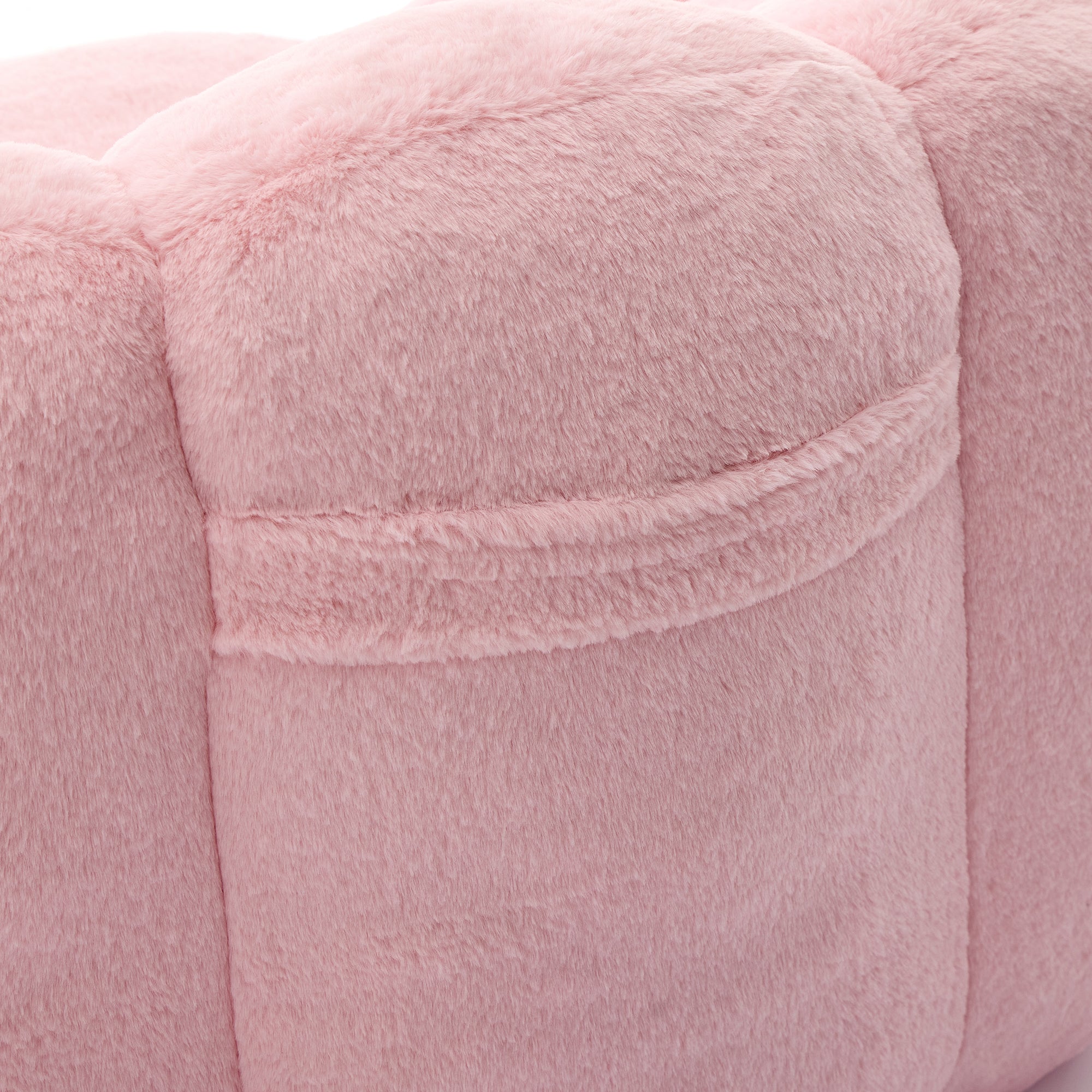 Faux Fur Lotus Compression Bean Bag Floor Chair — Pull Ring, 43.7" Wide