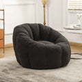 Dark gray teddy bean bag sofa chair with armrests — front view