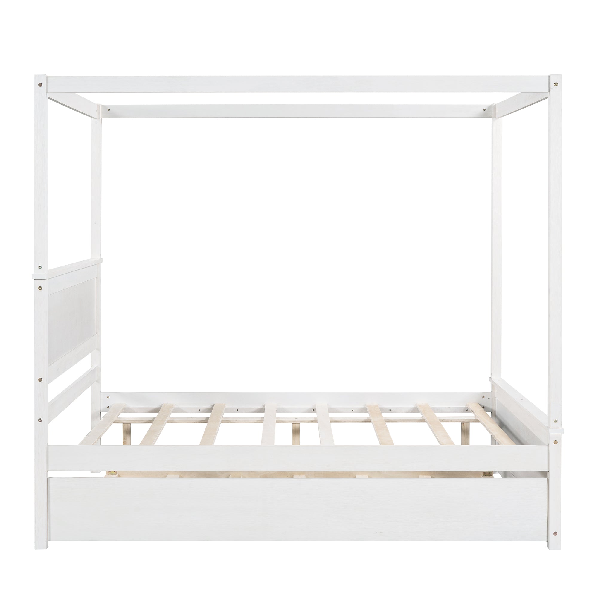 Full size canopy bed with trundle — product photo