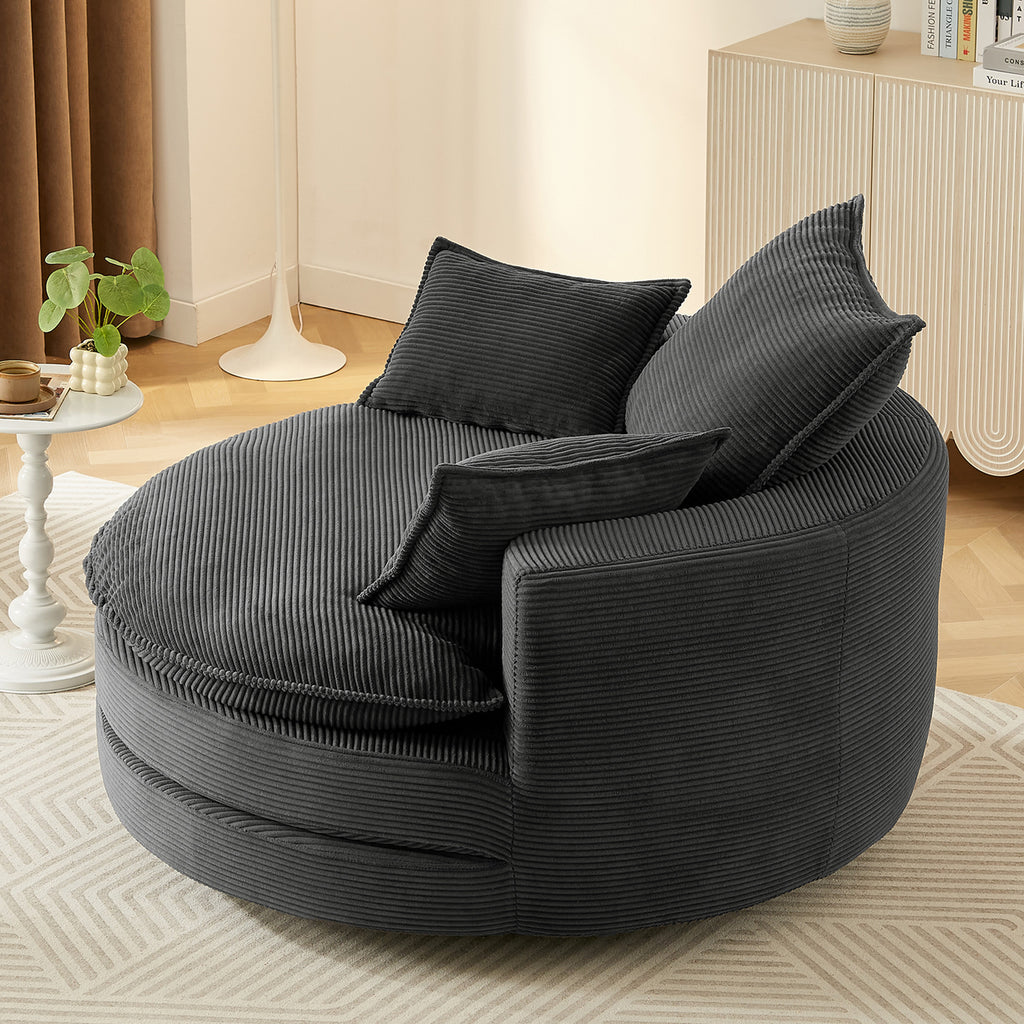 Swivel accent chair with pillow set
