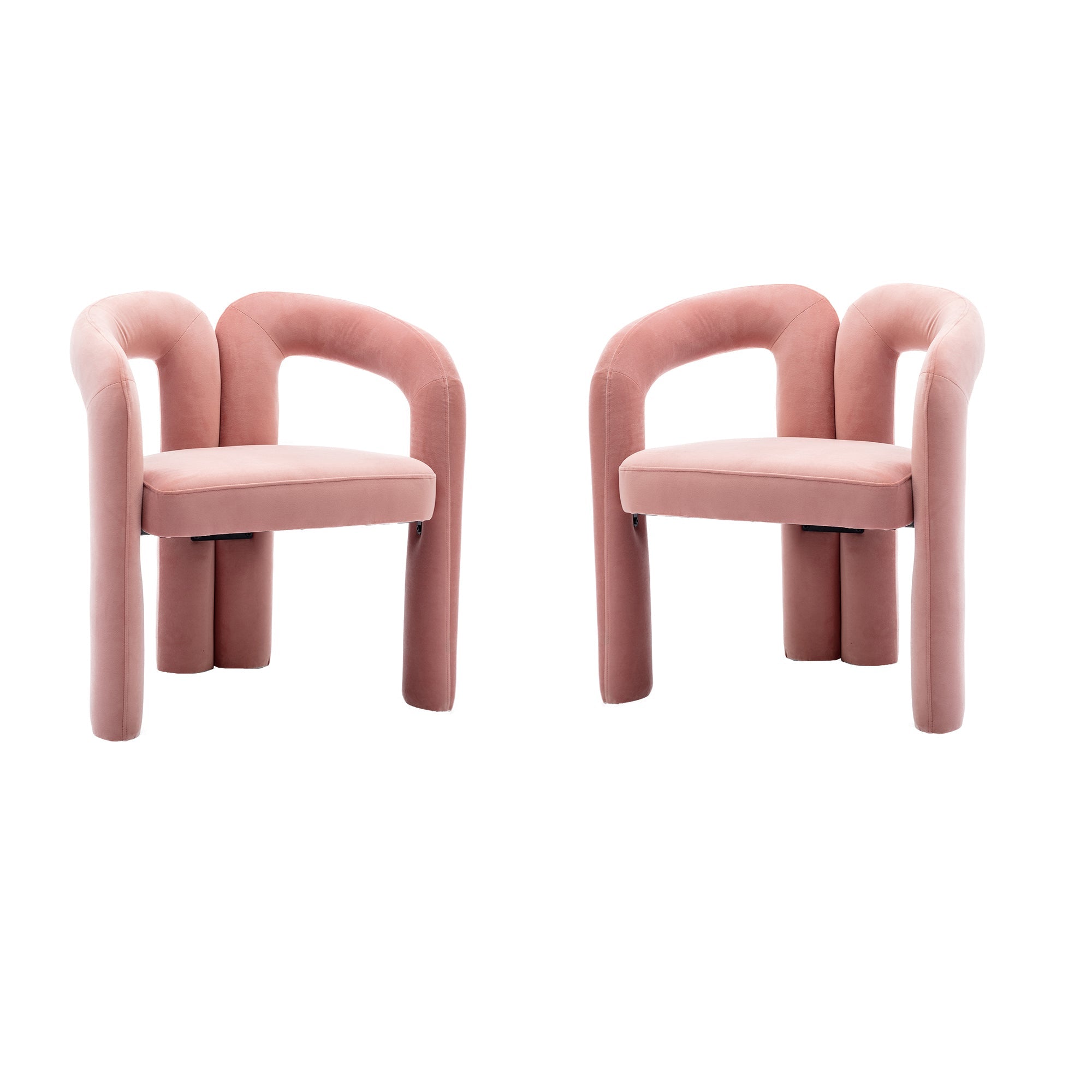 Velvet Barrel Accent Chair Set of 2 — Wood Legs