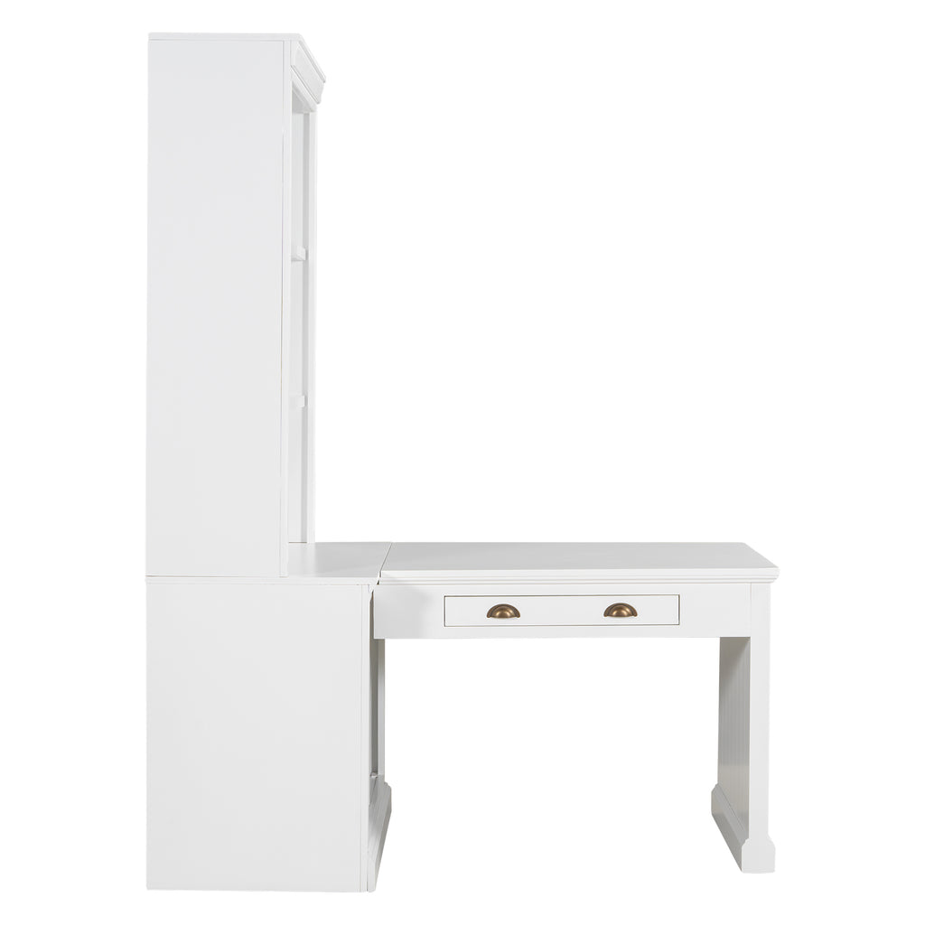 Study workstation with integrated bookcase storage